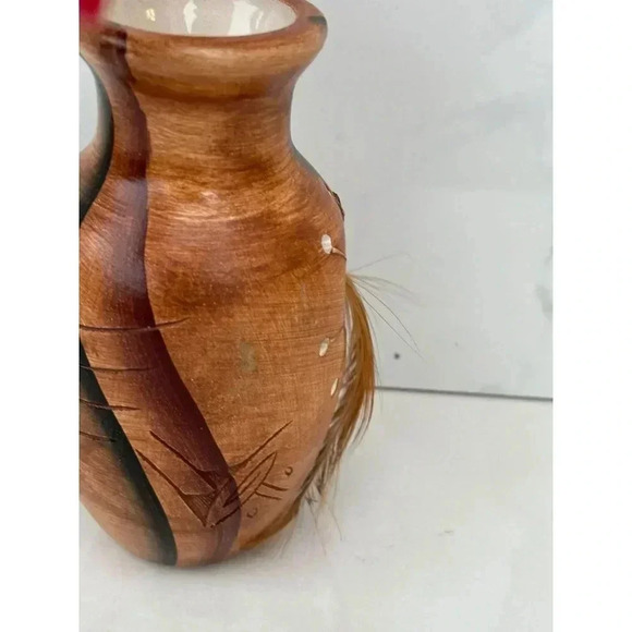 Navajo Hand Painted Dream Catcher Vase Brown Size 6" x 2" - Picture 7 of 10
